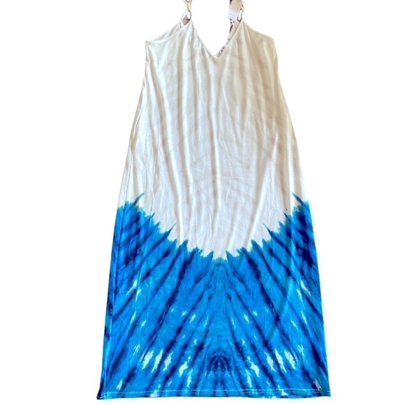White/Blue Maxi Beach Maxi Plus Size 2X Bohemian Style Loose Fit Lounge Dres… - Picture 13 of 13